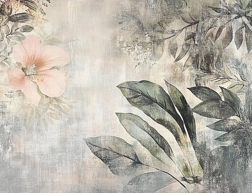 Wallarena Papier Peint Panoramique Intissé Fleurs Feuilles Vintage 250x175 cm - Colle Inclus - Chambre et Salon- Papier Peint Panoramique