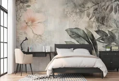 Wallarena Papier Peint Panoramique Intissé Fleurs Feuilles Vintage 250x175 cm - Colle Inclus - Chambre et Salon- Papier Peint Panoramique