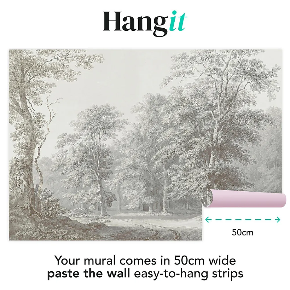 Art for the Home Papier Peint Panoramique<Papier peint panoramique XXL Forêt Bucolique 400 x 280cm Gris vert