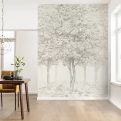 GoodHome Papier peint panoramique Intissé Sunste gris clair 200 x 280 cm- Papier Peint Panoramique
