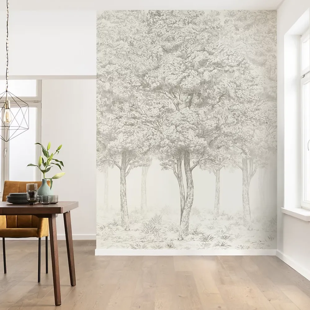 GoodHome Papier peint panoramique Intissé Sunste gris clair 200 x 280 cm- Papier Peint Panoramique