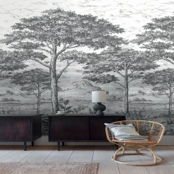 GoodHome Papier Peint Panoramique<Papier peint panoramique Intissé Turcoaz noir et blanc 280 x 159 cm