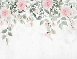 Wallarena Papier Peint Panoramique<Papier Peint Panoramique Intissé Fleurs Feuilles Vert 400x280 cm - Colle Inclus - Chambre et Salon