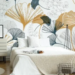 99DECO Papier Peint Panoramique<Papier peint panoramique - Gingko - Multicolore - intissé : 150g/m² - 5 lés : 240x270cm