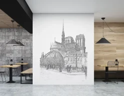 Lé Papiers de Ninon Papier peint panoramique Notre Dame - Noir- Papier Peint Panoramique