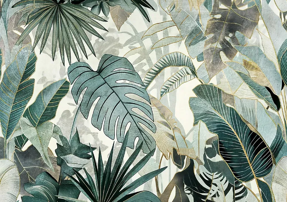Wallarena Papier Peint Panoramique Intissé Feuilles Jungle Vert - 416x254 cm - Papier Peint Chambre et salon- Papier Peint Panoramique