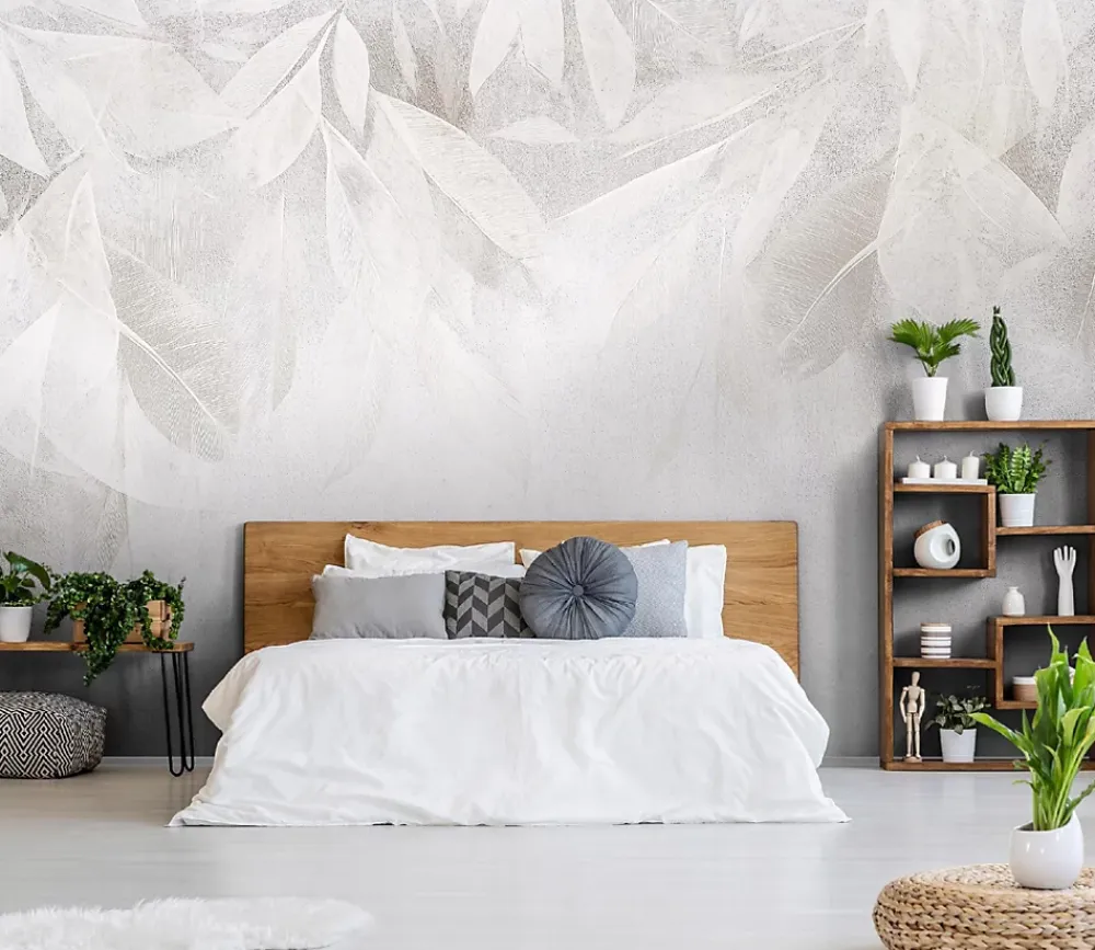 Wallarena Papier Peint Panoramique Intissé Béton Boho 400x280 cm - Colle Inclus - Chambre et Salon - Moderne Papier Peint- Papier Peint Panoramique