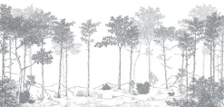 Acte Déco Papier peint panoramique Balade dans les bois, Gris 150 x 250cm- Papier Peint Panoramique