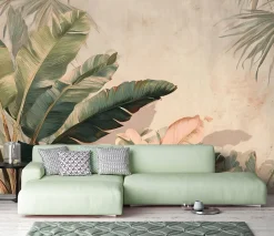 Wallarena Papier Peint Panoramique Intissé Feuilles Jungle Vert - 350x250 cm - Papier Peint Chambre et salon- Papier Peint Panoramique