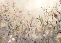 Wallarena Papier Peint Panoramique<Papier Peint Panoramique Intissé Fleurs Prairie Beige - 300x210 cm - Papier Peint Chambre et salon