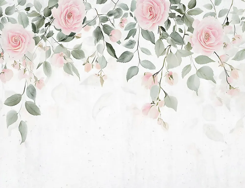 Wallarena Papier Peint Panoramique Intissé Fleurs Feuilles Vert 350x250 cm - Colle Inclus - Chambre et Salon- Papier Peint Panoramique