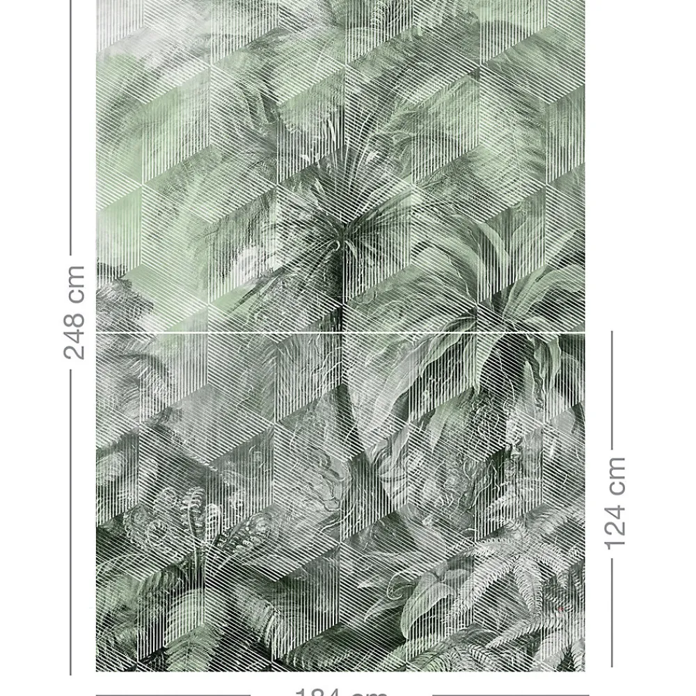 GoodHome Papier Peint Panoramique<Papier peint panoramique Intissé Tanan vert pâle 184 x 248 cm