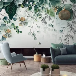 Wallarena Papier Peint Panoramique<Papier Peint Panoramique Intissé Nature Vert Feuilles 300x210 cm - Colle Inclus - Moderne XXL Papier Peint por Chambre Salon