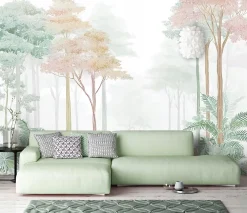 Wallarena Papier Peint Panoramique Intissé Forêt Arbres Vert - 350x250 cm - Papier Peint Chambre et salon- Papier Peint Panoramique