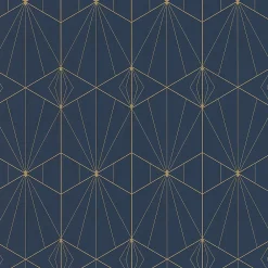 Lutece Papier Peint<Papier peint Park avenue vinyle intissé motif art déco bleu et or