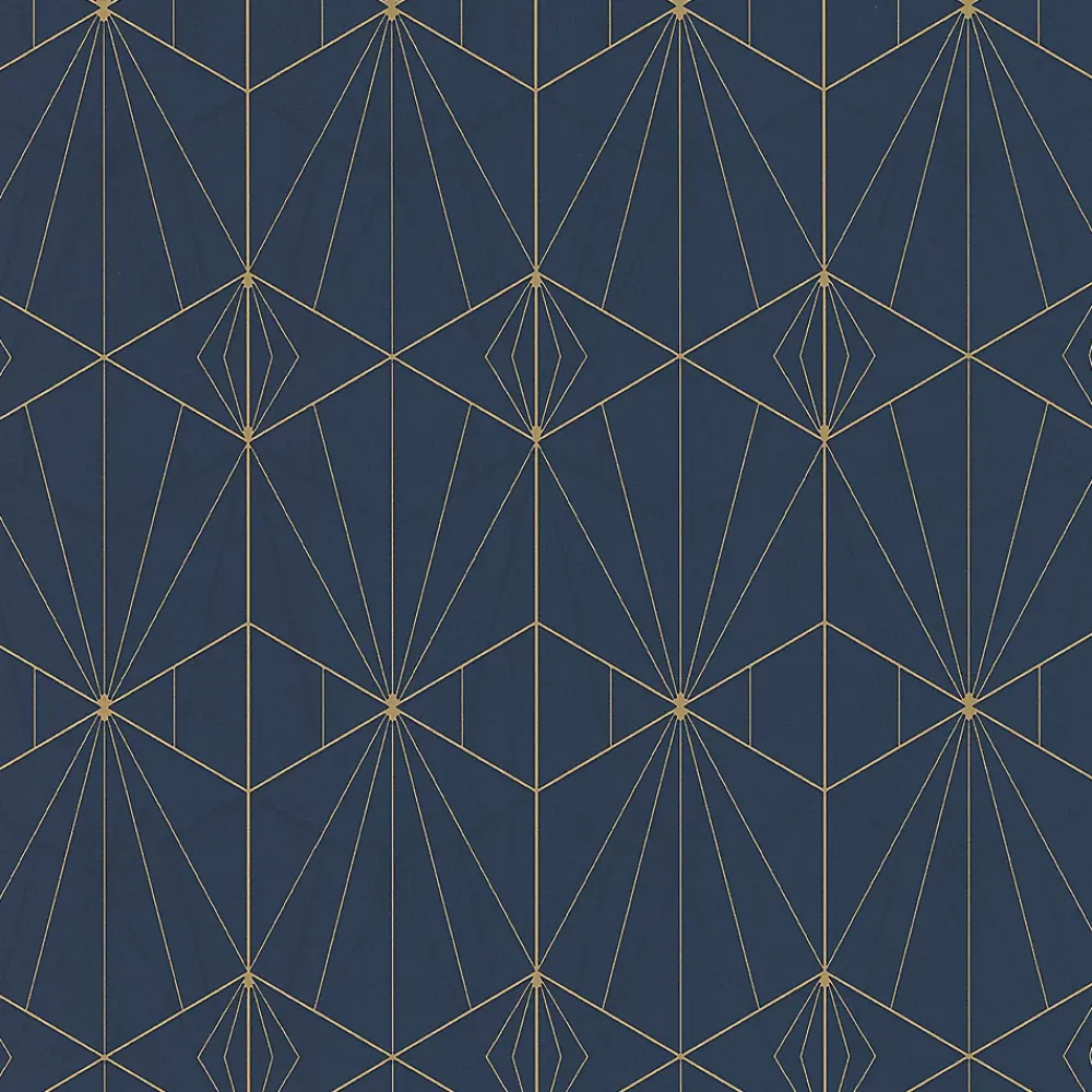 Lutece Papier Peint<Papier peint Park avenue vinyle intissé motif art déco bleu et or