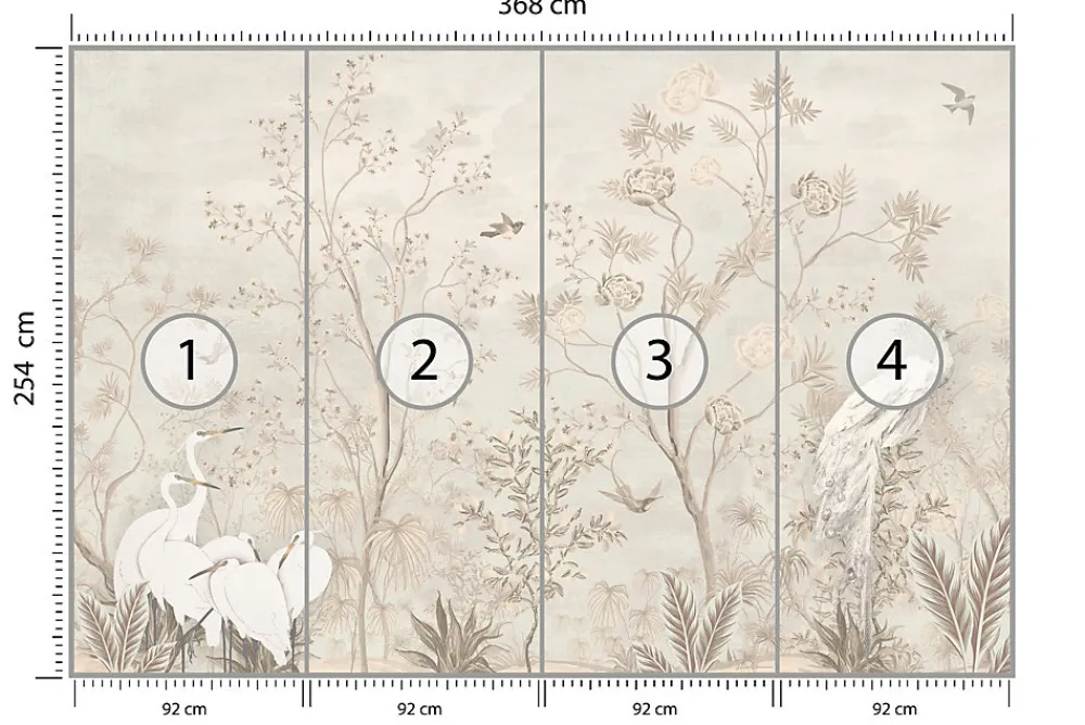 Muralo Papier Peint Photo ARBRES Feuilles Oiseaux Pour Salon 368cm x 254cm- Papier Peint Panoramique