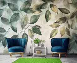 Wallarena Papier Peint Photo Pour Chambre Feuilles Vert Nature 350x250 cm- Papier Peint Panoramique