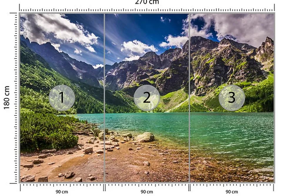 Muralo Papier Peint Photo Pour Salon PAYSAGE Lac Montagnes 270cm x 180cm- Papier Peint Panoramique