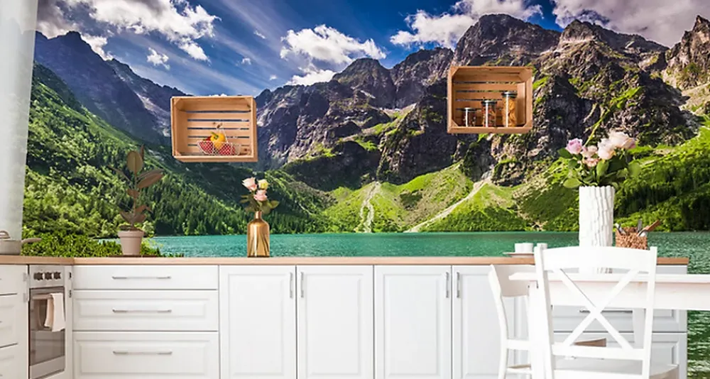 Muralo Papier Peint Photo Pour Salon PAYSAGE Lac Montagnes 270cm x 180cm- Papier Peint Panoramique