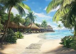 Wallarena Papier Peint Plage Mer 3D Intissé Panoramique Pour Chambre Cuisine 350x250- Papier Peint Panoramique