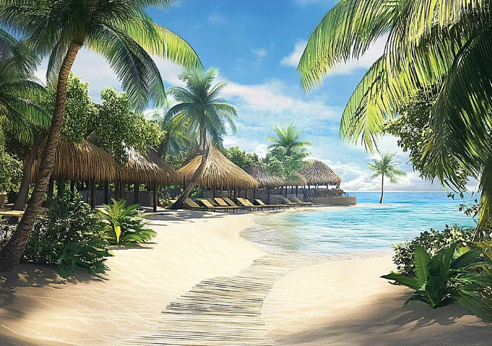 Wallarena Papier Peint Plage Mer 3D Intissé Panoramique Pour Chambre Cuisine 350x250- Papier Peint Panoramique