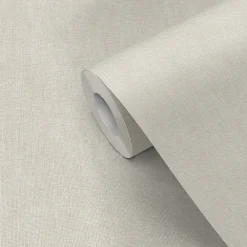 GoodHome Papier Peint<Papier peint pré-encollé Easy Roll vinyle intissé uni grège l.53 x L.1005 cm, Coppins