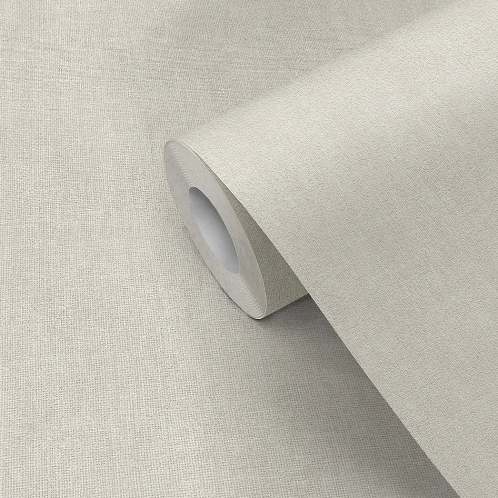GoodHome Papier Peint<Papier peint pré-encollé Easy Roll vinyle intissé uni grège l.53 x L.1005 cm, Coppins
