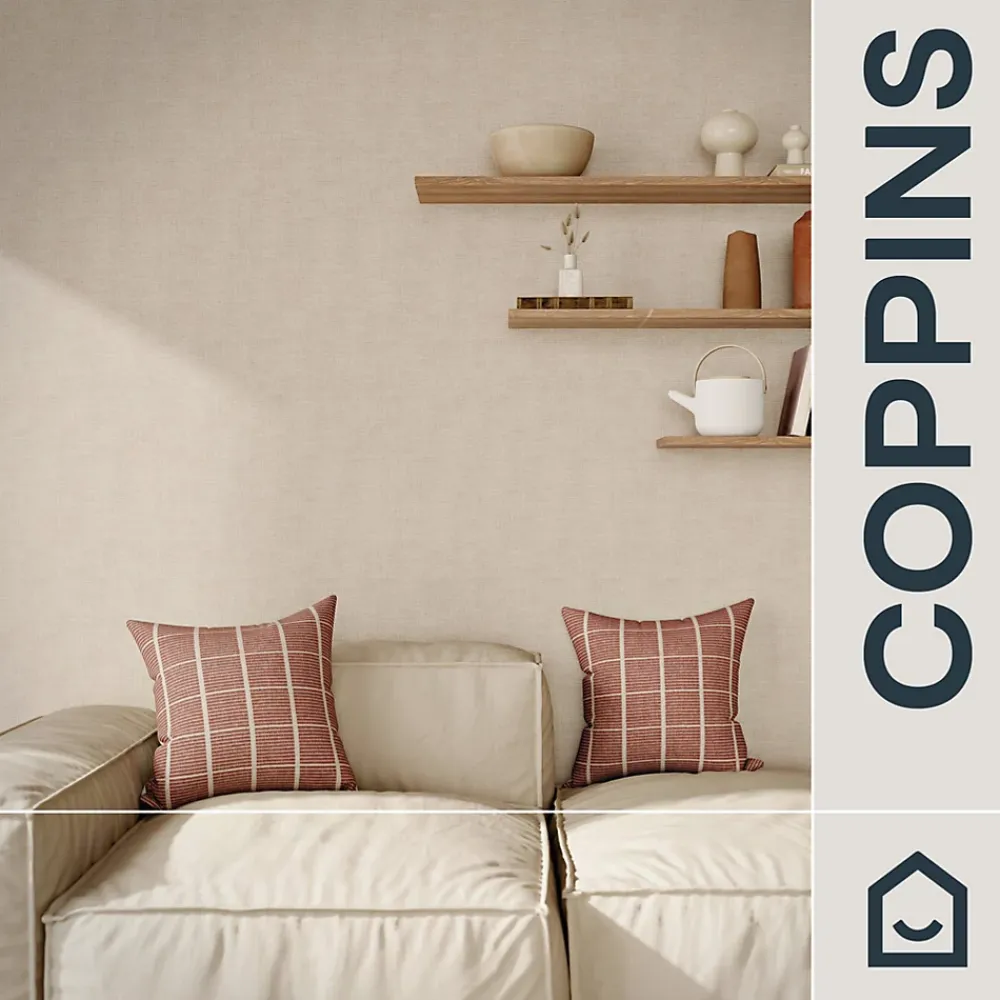 GoodHome Papier Peint<Papier peint pré-encollé Easy Roll vinyle intissé uni grège l.53 x L.1005 cm, Coppins