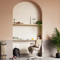 GoodHome Papier peint pré-encollé vinyle Easy Roll Coquille Pois beige l.53 x H.1005 cm- Papier Peint