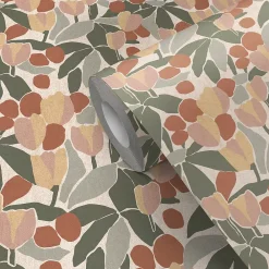 GoodHome Papier Peint<Papier peint pré-encollé vinyle intissé fleuri Easy Roll Bahulu multicolore l.53 x H.1005 cm