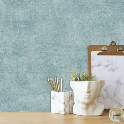 GoodHome Papier Peint<Papier peint pré-encollé vinyle intissé uni bleu pailleté Easy Roll Bagatelle l.53 x H.1005 cm