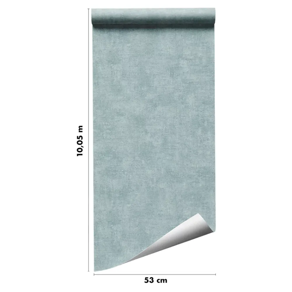 GoodHome Papier Peint<Papier peint pré-encollé vinyle intissé uni bleu pailleté Easy Roll Bagatelle l.53 x H.1005 cm