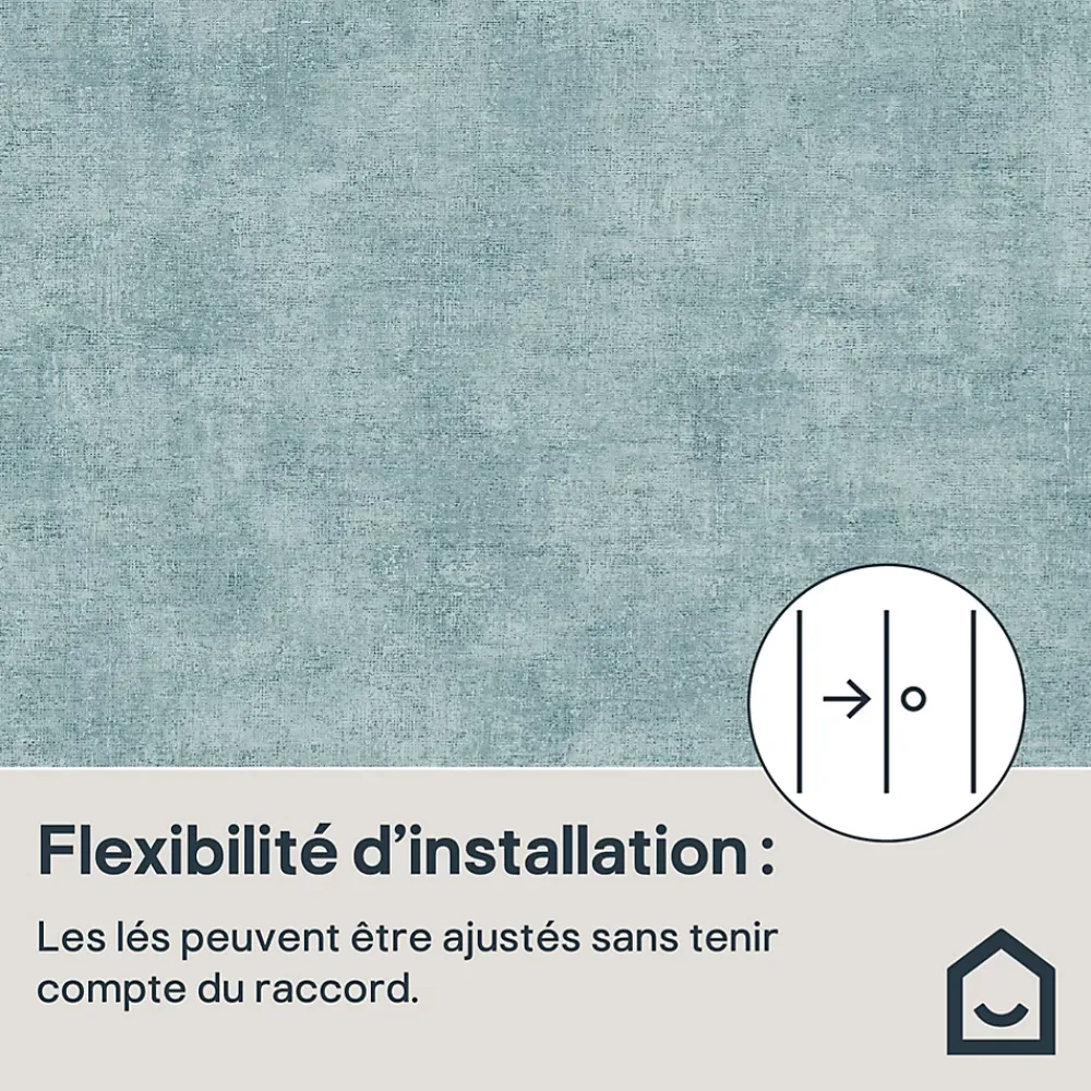 GoodHome Papier Peint<Papier peint pré-encollé vinyle intissé uni bleu pailleté Easy Roll Bagatelle l.53 x H.1005 cm