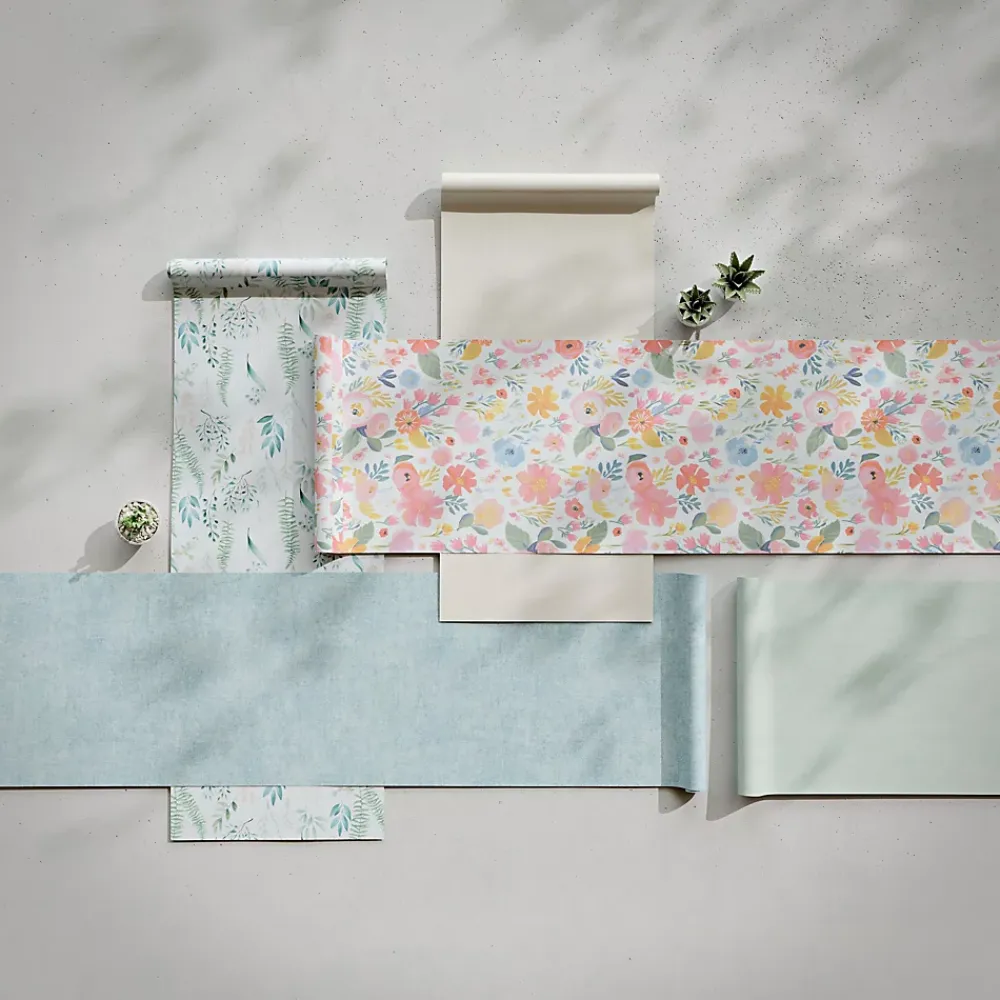 GoodHome Papier Peint<Papier peint pré-encollé vinyle intissé uni bleu pailleté Easy Roll Bagatelle l.53 x H.1005 cm