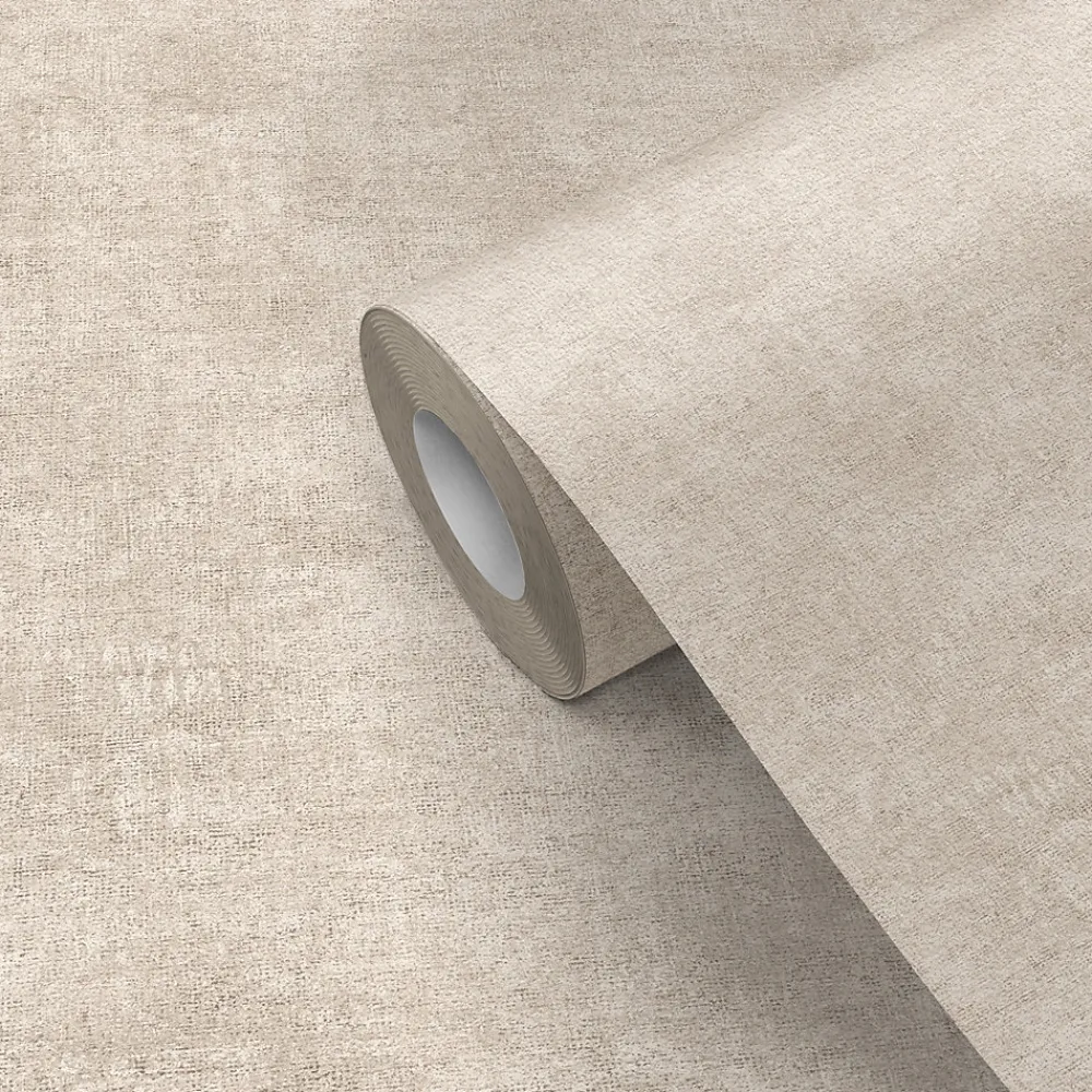 GoodHome Papier peint pré-encollé vinyle intissé uni Easy Roll Bagatelle beige l.53 x H.1005 cm- Papier Peint