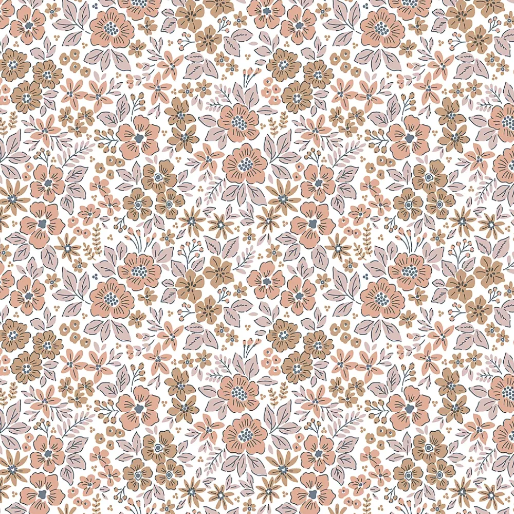 GoodHome Papier peint pré-encollé vinyle intissé fleuri rose Easy Roll Lovko l.53 x H.1005 cm- Papier Peint