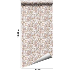 GoodHome Papier peint pré-encollé vinyle intissé fleuri rose Easy Roll Lovko l.53 x H.1005 cm- Papier Peint