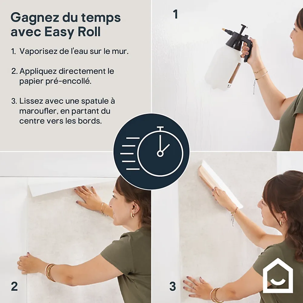GoodHome Papier peint pré-encollé vinyle intissé fleuri rose Easy Roll Lovko l.53 x H.1005 cm- Papier Peint