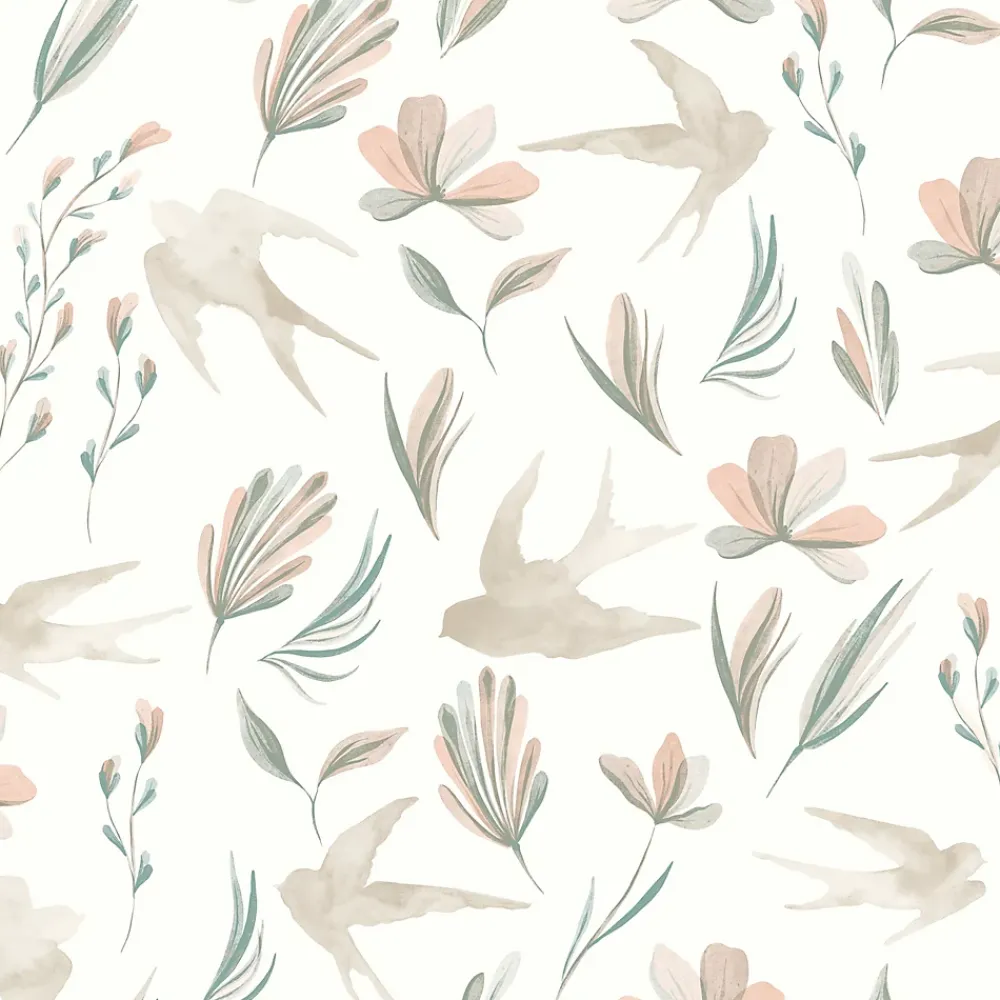 GoodHome Papier Peint<Papier peint pré-encollé vinyle intissé fleuri Easy Roll Aubourne beige l.53 x H.1005 cm