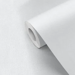 GoodHome Papier Peint<Papier peint pré-encollé vinyle intissé uni blanc Easy Roll Coppins l.53 x H.1005 cm
