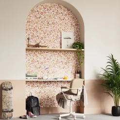 GoodHome Papier peint pré-encollé vinyle fleuri Easy Roll Aani fleurs terracotta, rose l.53 x H.1005 cm- Papier Peint
