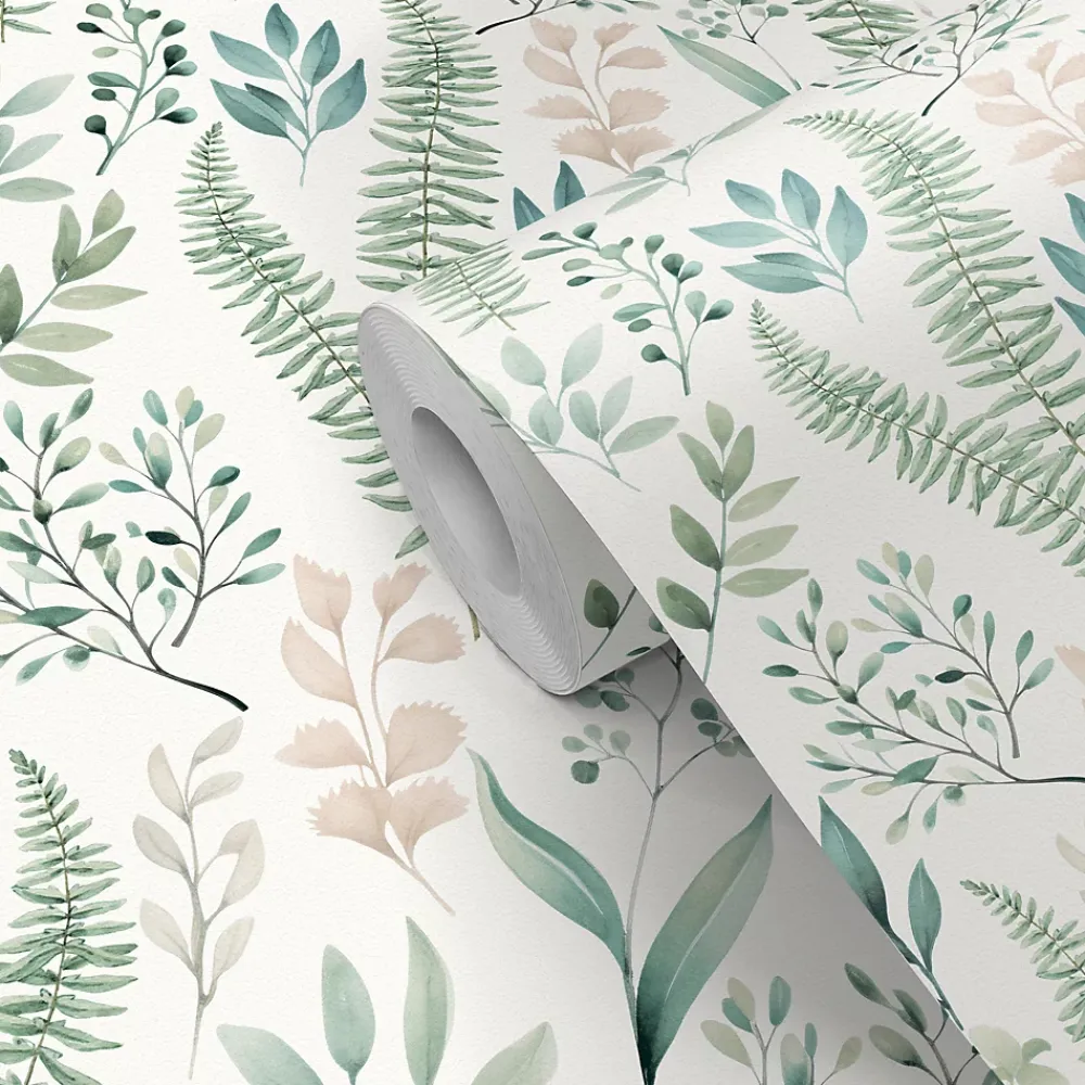 GoodHome Papier Peint<Papier peint pré-encollé vinyle intissé fleuri Easy Roll Chandos vert l.53 x H.1005 cm