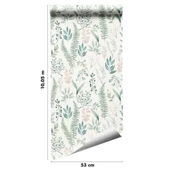 GoodHome Papier Peint<Papier peint pré-encollé vinyle intissé fleuri Easy Roll Chandos vert l.53 x H.1005 cm