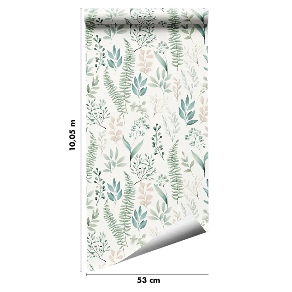 GoodHome Papier Peint<Papier peint pré-encollé vinyle intissé fleuri Easy Roll Chandos vert l.53 x H.1005 cm