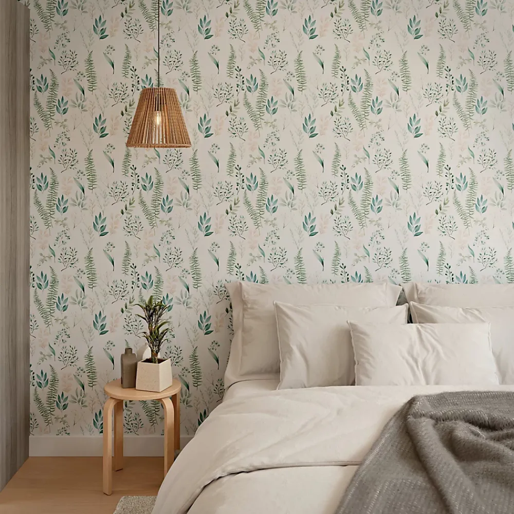 GoodHome Papier Peint<Papier peint pré-encollé vinyle intissé fleuri Easy Roll Chandos vert l.53 x H.1005 cm