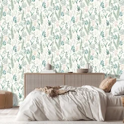 GoodHome Papier Peint<Papier peint pré-encollé vinyle intissé fleuri Easy Roll Chandos vert l.53 x H.1005 cm