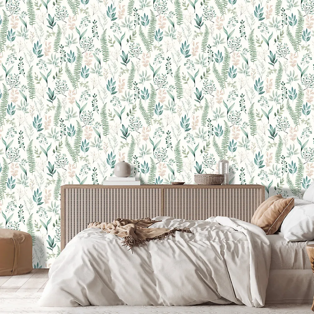 GoodHome Papier Peint<Papier peint pré-encollé vinyle intissé fleuri Easy Roll Chandos vert l.53 x H.1005 cm