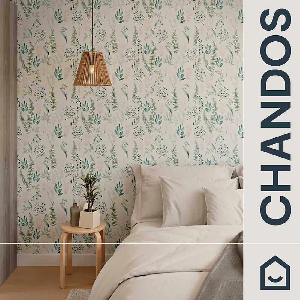 GoodHome Papier Peint<Papier peint pré-encollé vinyle intissé fleuri Easy Roll Chandos vert l.53 x H.1005 cm