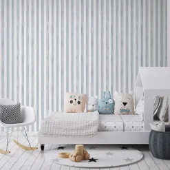 GoodHome Papier Peint<Papier peint pré-encollé vinyle à rayures Easy Roll Satori rayures bleu l.53 x H.1005 cm